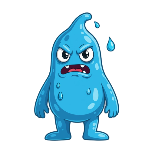 a blue slime enemy. a tear drop