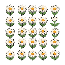 gere uma tileset de margaridas
