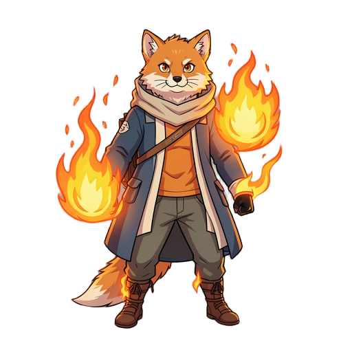 2d anime fighter with fire element