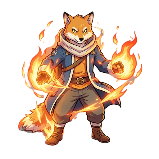 2d anime fighter with fire element