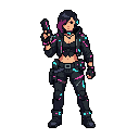 personagem de um jogo idle run ciberpunk