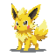 a yellow dog creature based on pokemon jolteon