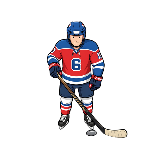 a top down ice hockey player with a stick
