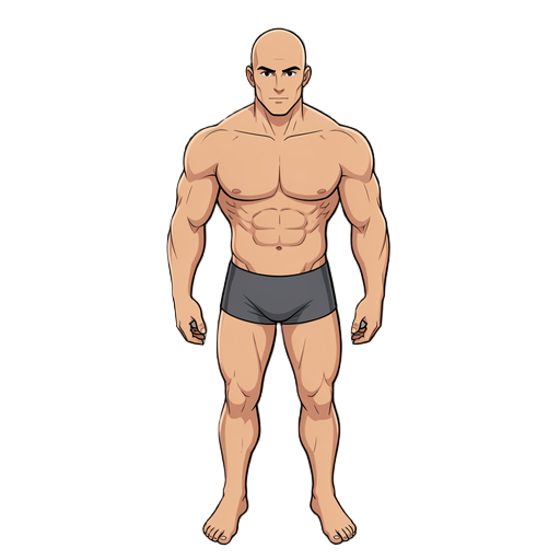 nude base body of an adult male human, generic neutral hero proportions:  - average athletic build, broad-but-not-huge shoulders, slim waist - skin tone neutral light tan #d2a679 (will be tintable in code) - wearing only plain dark grey underwear briefs #