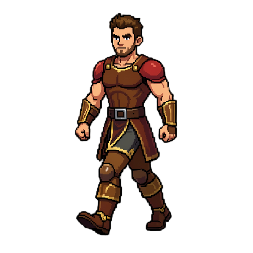 guerreiro estiloso de lado em pixel arte wd 32 bits em movimento de caminhar