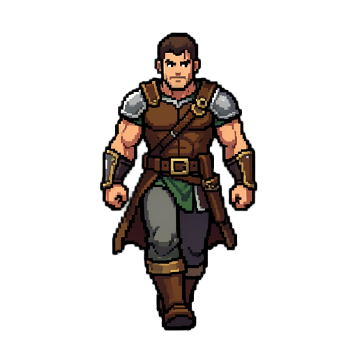 guerreiro estiloso em pixel arte wd 32 bits em movimento de caminhar