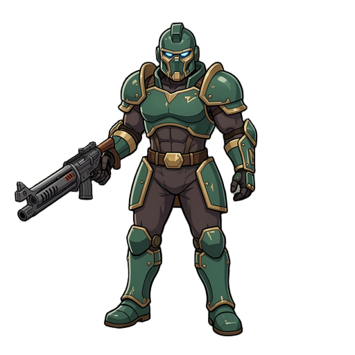 same character design, consistent armor details, same proportions, same weapon, same lighting, same colors, only changing pose slightly