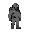 2d side view game character, survivor wearing improvised protective suit, gas mask, winter clothing, idle pose, empty hands, facing right, full body, comic style, centered, transparent background, no shadow, high detail, consistent style