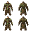 a paladin wearing sturdy armor made of forest materials such as wood, bark, vines, and stone. strong magical armor with glowing green details. character sheet, four views: front, back, left side, right side. clean background, highly detailed fantasy conce
