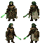 a paladin wearing sturdy armor made of forest materials such as wood, bark, vines, and stone. strong magical armor with glowing green details. character sheet, four views: front, back, left side, right side. clean background, highly detailed fantasy conce