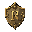 generate one shield for tibia gold shield with r logo,medieval