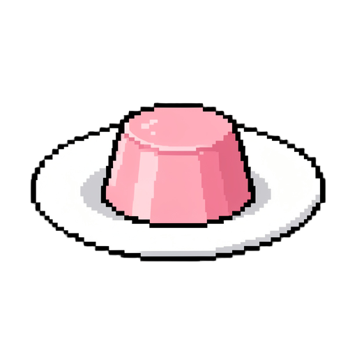 pudim rosa no prato pixelado