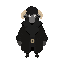 black wool sheep mage wearing black coat