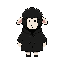 black wool cute sheep wearing a black coat 