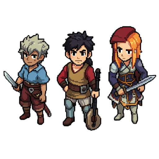 crie pixel arts isometricas para cada um dos personagens da captura de tela