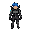 blue hair cyberpunk style character with combat suit