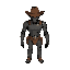 personagem robo escuro metalico faroeste chapeu de cowboy