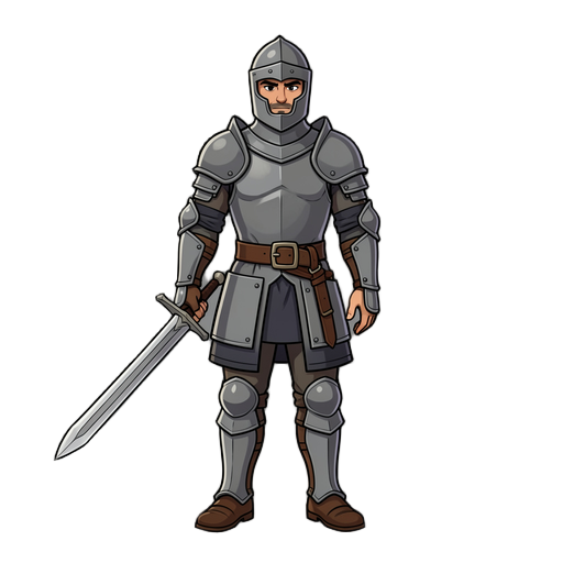 crie um cavaleiro medieval com uma espada