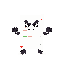 64-bit pixel art enemy: a living portuguese test paper with angry eyes, eyebrows, tiny arms and legs, gloves and shoes. covered with questions, answers and red corrections. funny but intimidating, front-facing, full body, centered, vibrant retro game styl