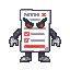 64-bit pixel art enemy: a living portuguese test paper with angry eyes, eyebrows, tiny arms and legs, gloves and shoes. covered with questions, answers and red corrections. funny but intimidating, front-facing, full body, centered, vibrant retro game styl
