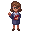 32-bit pixel art female teacher, friendly and confident, glasses, brown hair, blouse and skirt, holding a book and pointing forward. full body, front-facing, centered, vibrant colors, crisp pixels, retro educational video game style.