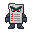 64-bit pixel art enemy: a living portuguese test paper with angry eyes, eyebrows, tiny arms and legs, gloves and shoes. covered with questions, answers and red corrections. funny but intimidating, front-facing, full body, centered, vibrant retro game styl