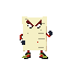 64-bit pixel art enemy: a living portuguese test paper with angry eyes, eyebrows, tiny arms and legs, gloves and shoes. covered with questions, answers and red corrections. funny but intimidating, front-facing, full body, centered, vibrant retro game styl