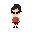 32-bit pixel art, friendly female elementary teacher, black ponytail, large expressive eyes, warm smile, vivid bright colors, blouse, dark knee-length skirt and simple shoes. full-body, 3/4 view, neutral pose, cute chibi proportions, crisp pixels, retro g