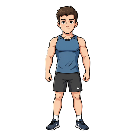 frontal view of a young man wearing modern training clothes, athletic fit