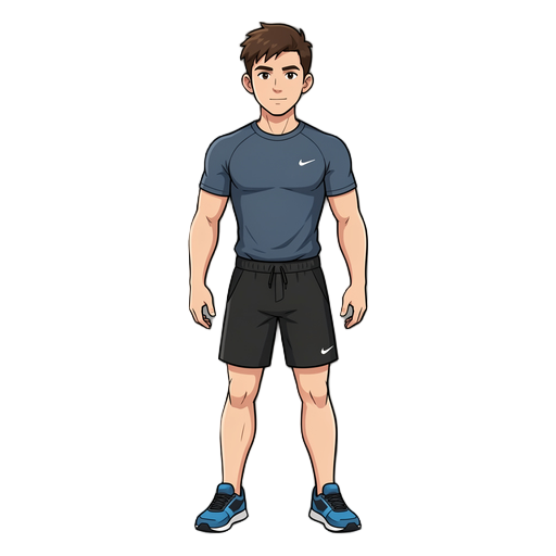 frontal view of a young man wearing modern training clothes, athletic fit