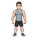 frontal view of a young man wearing modern training clothes, athletic fit