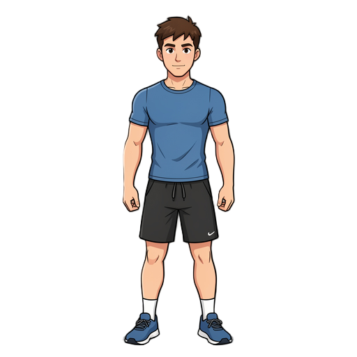 frontal view of a young man wearing modern training clothes, athletic fit