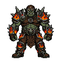 grim dark orc football player such a blood bowl. he have aviator google and flame details in his spiked armor