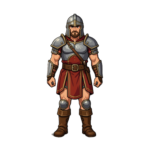 make a warrior in 8 direction type topdown 16bits old game 80 years