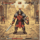 make a warrior in 8 direction type topdown 16bits old game 80 years