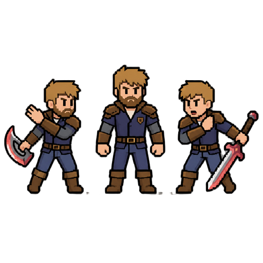 retrate o sprite shet dele andando paara os dois lados e um ataque leve e um pesado