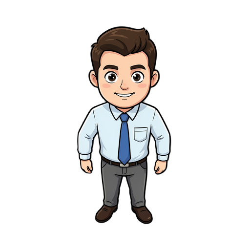 create a 2d character from above, like a miami hotline type; he has to be an office worker.