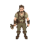 top down view, man with axe