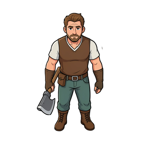 top down view, man with axe