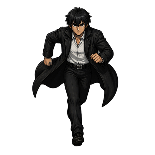 faça animações desse personagem correndo sem alterar o estilo artístico dele 