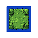 blocky pixels. single tile only, top-down perspective, rpg map grass floor. background: solid blue (#0000ff).
