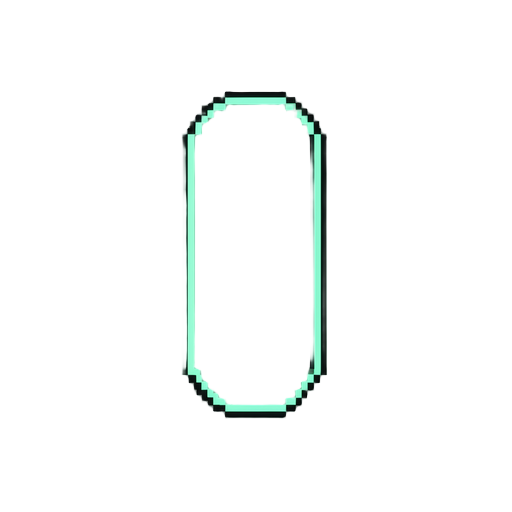 minimal neon pixel arcade runner character for a fast-paced mobile game.  important: the character must be only a simple vertical rounded rectangle / capsule shape.  do not create:  * arms * legs * humanoid anatomy * realistic ninja * mascot character * c