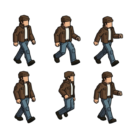 gere 8 sprites dele andando para a direita, sem modificar a referencia