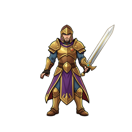 paladino com espada grande e uma aura de luz