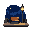 cozy city sidewalk at night, an empty wooden bench near a warm glowing street lamp. deep blue night sky with a crescent moon and stars. retro game aesthetic, clean pixel lines