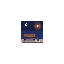 cozy city sidewalk at night, an empty wooden bench near a warm glowing street lamp. deep blue night sky with a crescent moon and stars. retro game aesthetic, clean pixel lines