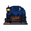cozy city sidewalk at night, an empty wooden bench near a warm glowing street lamp. deep blue night sky with a crescent moon and stars. retro game aesthetic, clean pixel lines