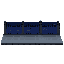 an empty stone sidewalk ground with a classic metal fence railing in the background, night scene, clean pixel textures on the pavement, dark blue night sky behind the railing, retro game aesthetic