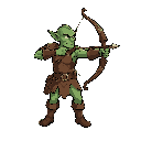 goblin archer in position attack, facing right, green skin, high quality, charismatic