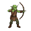 goblin archer in position attack, facing right, green skin